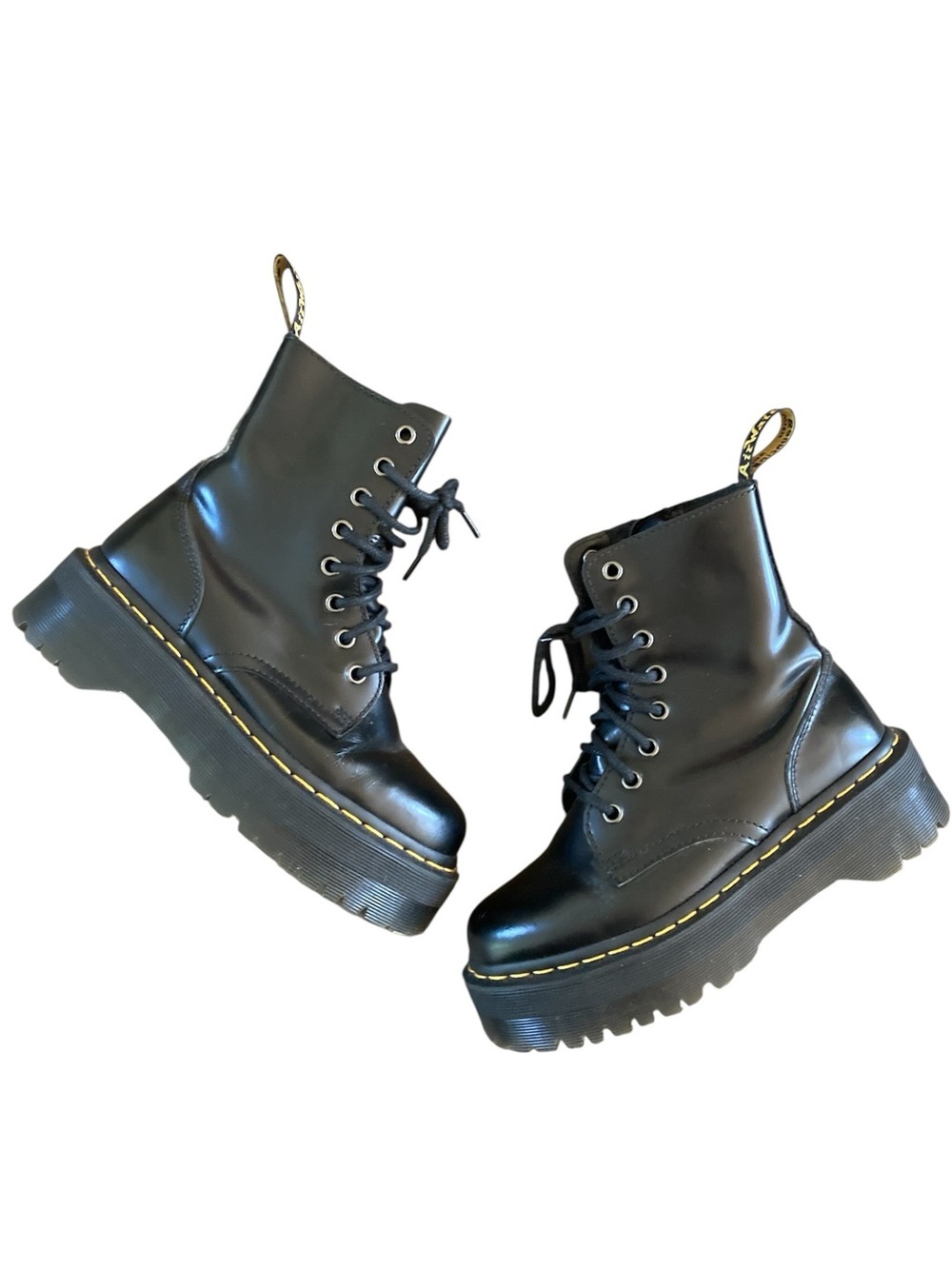 Dr. Martens Jadon Black Smooth Leather Platform Combat Boots Side Zip EU 37 US 6 - Picture 3 of 9